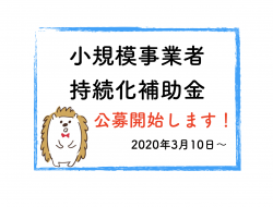 《小規模事業者補助金(2020.3〜)》公募開始